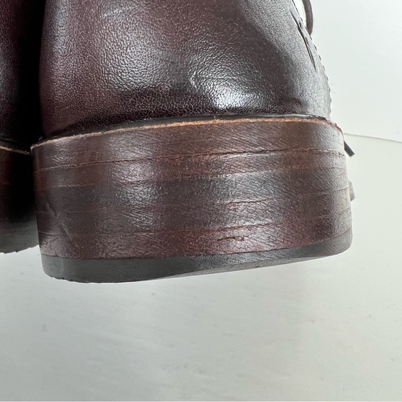 ♦️SOLD♦️FRYE Dark Brown Leather Braided Back Lace Up Chukka Ankle Boots Sz - Picture 12 of 16
